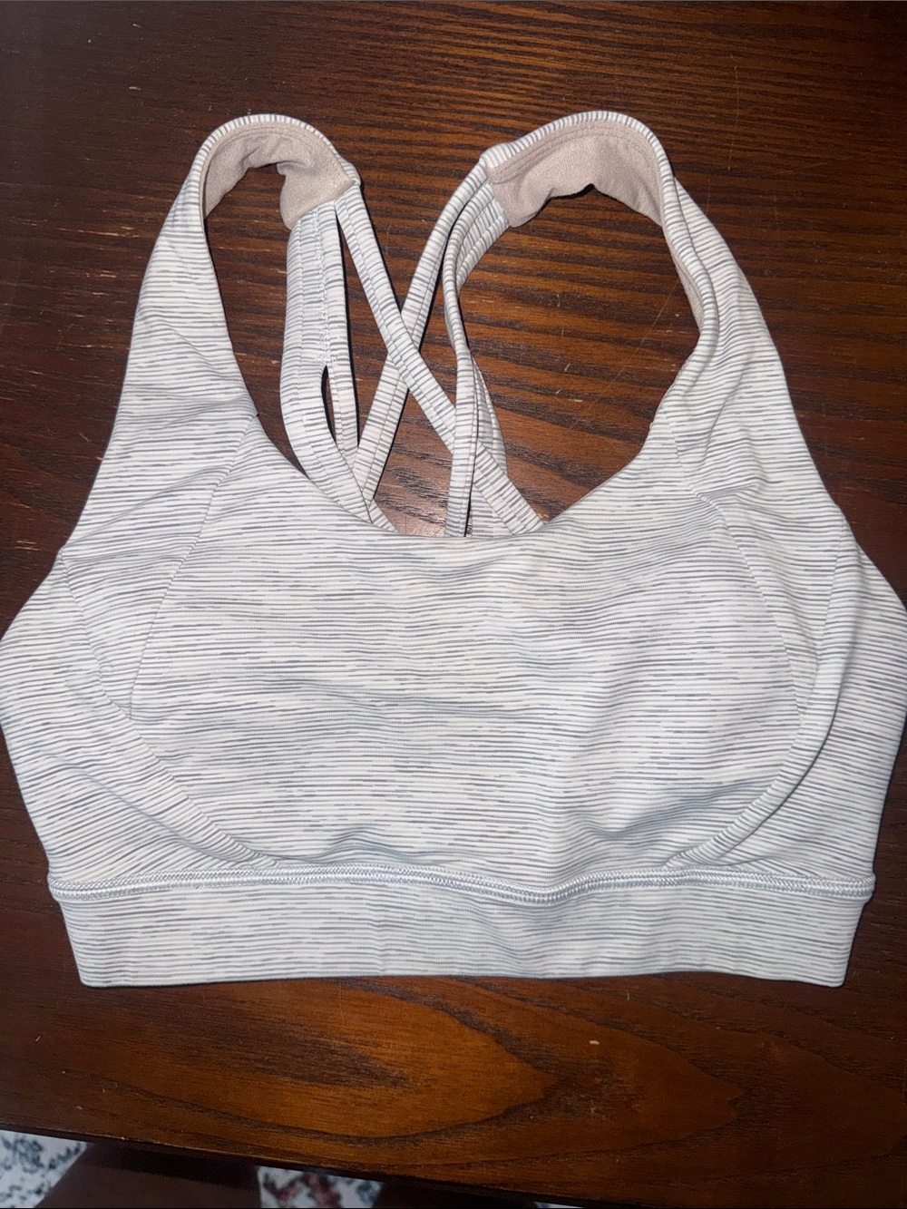Comfort Strappy Sports Bra - Light Grey Stripe